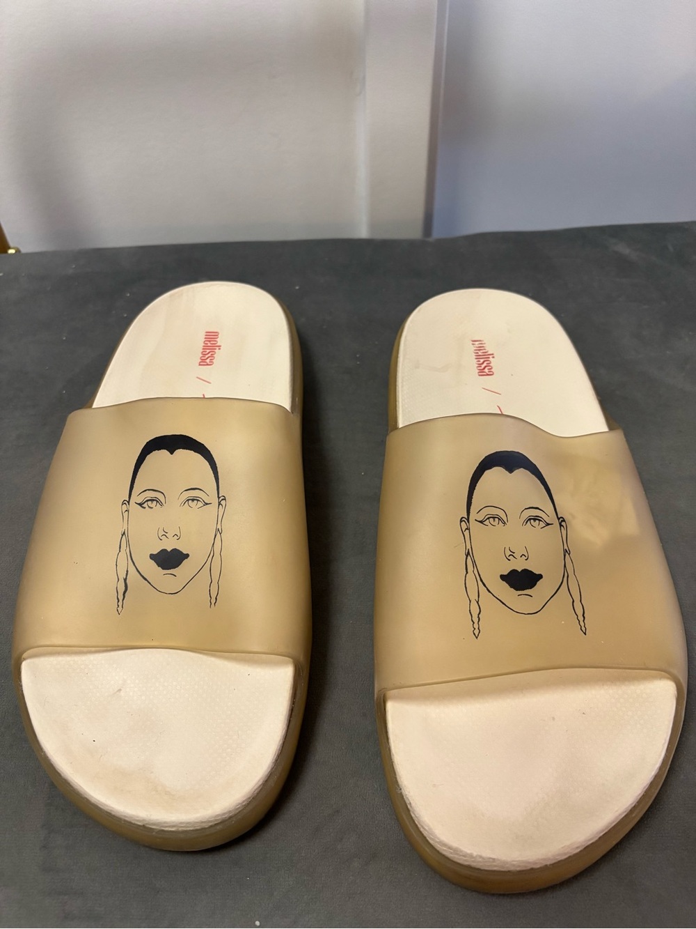 Melissa Slide Sandals with Face Graphic - Women